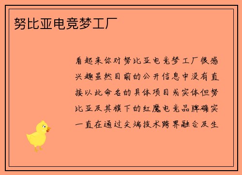 努比亚电竞梦工厂