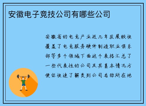 安徽电子竞技公司有哪些公司